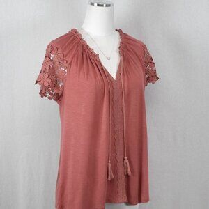 ADIVA lace sleeve top Size Large